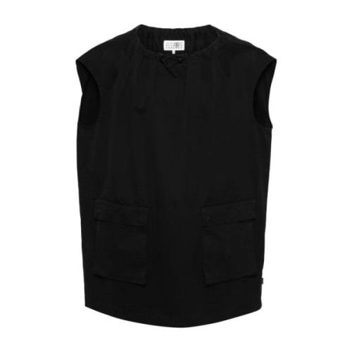 MM6 Maison Margiela Gabardin Mini Klänning med Fickor Black, Dam