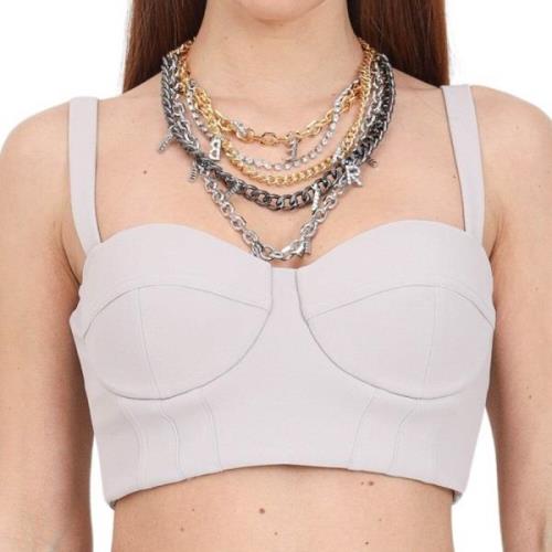 Elisabetta Franchi Pärlgrå Bustier Top med Halsband White, Dam