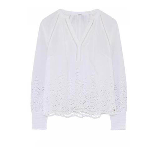 Gustav Feminin Blus med Spetsdetalj White, Dam