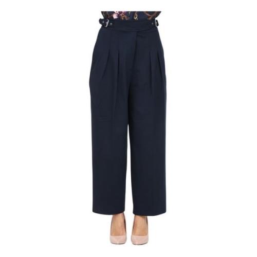 Ralph Lauren Elegant Blå Cropped Byxor Blue, Dam