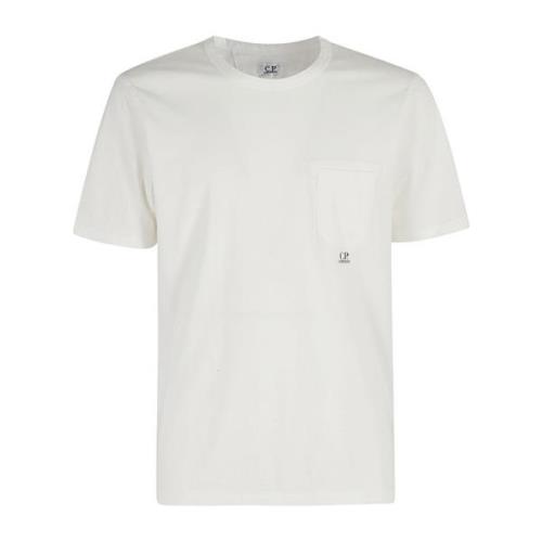 C.p. Company Fick-T-shirt i Garment-Dyed Stil White, Herr