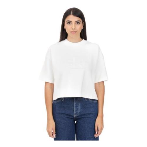 Calvin Klein Jeans Vit Logobroderad T-shirt White, Dam