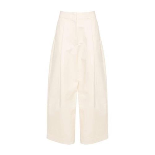 Studio Nicholson Beige Twill Weave Wide Leg Trousers Beige, Dam