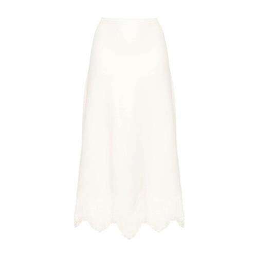 Ulla Johnson Midi Kjol med Fransar White, Dam