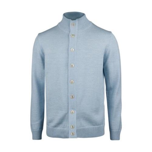 Stenströms Merino Wool Cardigan med pärlknappar Blue, Herr