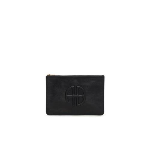 Anine Bing Svart Pebbled Läder Clutch Black, Dam