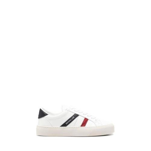 Moncler Läder lågtoppsneakers med trefärgade band White, Dam