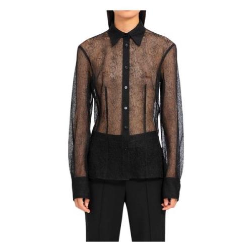 Helmut Lang Svart Spets Darted Skjorta Black, Dam