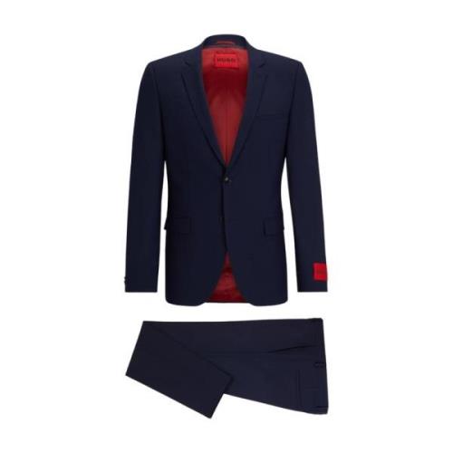 Hugo Boss Blått Ullblandning Extra-Slim-Fit Kostym Blue, Herr