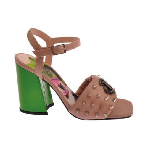 John Richmond Studded Sandal with Metallic Logo Multicolor, Dam