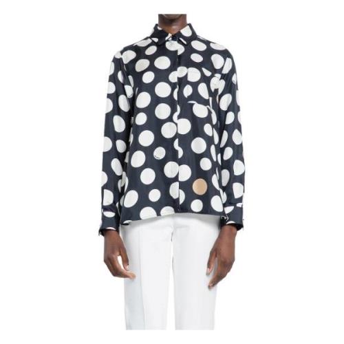 Max Mara Polkadotmönstrad Skjorta Klassisk Krage Black, Dam