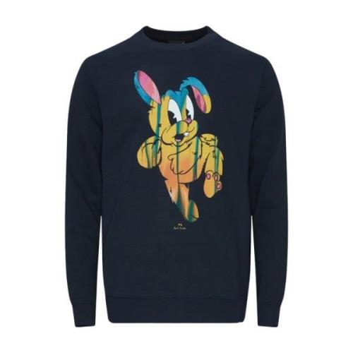 Paul Smith Stilig Kanintryck Sweatshirt Blue, Herr