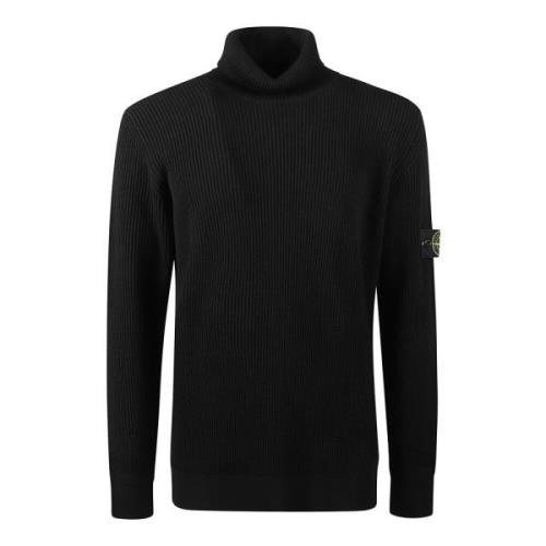 Stone Island Mysig Stickad Turtle Neck Sweater Black, Herr