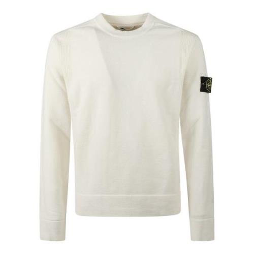 Stone Island Stilfull Stickad Tröja för Män White, Herr