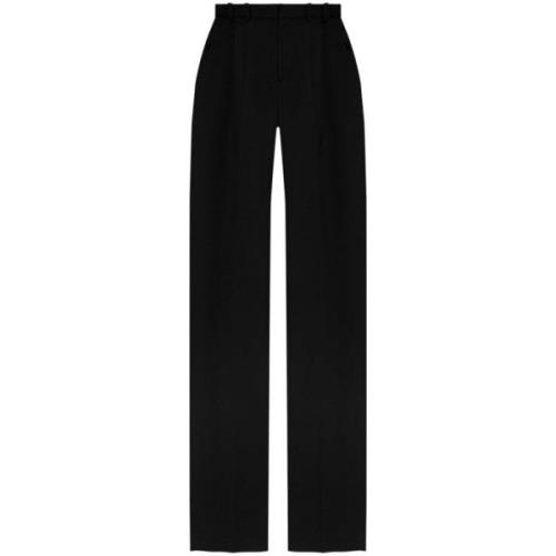 Saint Laurent Svarta Ull Straight Leg Byxor Black, Dam