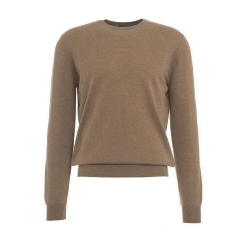 Gender Brun Stickad Tröja Aw24 Handtvätt Brown, Herr