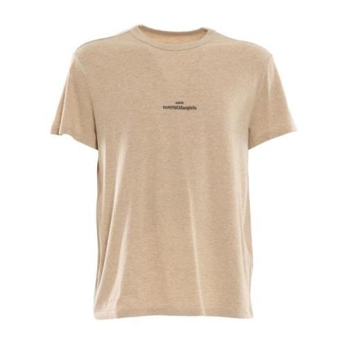 Maison Margiela Beige Logo T-Shirt Ss22 Beige, Herr