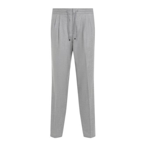 Brunello Cucinelli Dragsko Ull Joggers Gray, Herr