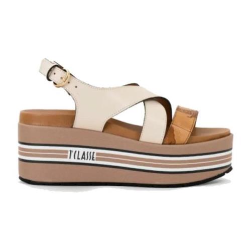 Alviero Martini 1a Classe Platform Sandal Kräm Cross Strap Multicolor,...