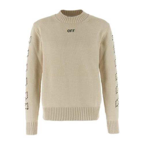 Off White Stiligt Stickat Sortiment Beige, Herr