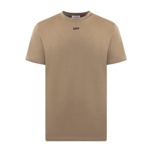 Off White Slim Beige Stitch T-Shirt Beige, Herr