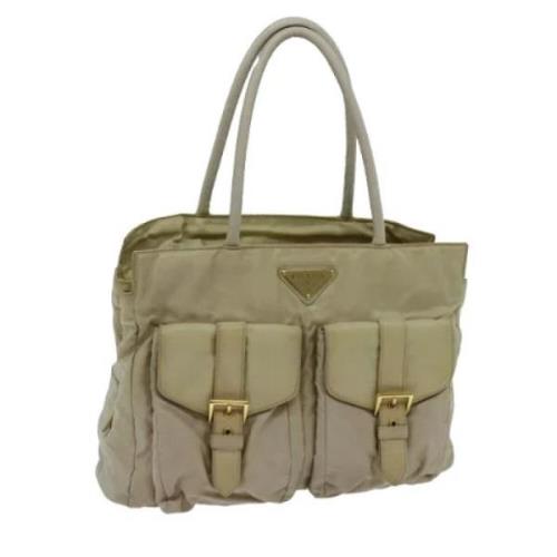 Prada Vintage Pre-owned Nylon totevskor Beige, Dam