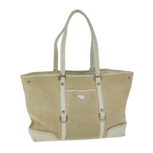 Prada Vintage Pre-owned Canvas totevskor Beige, Dam