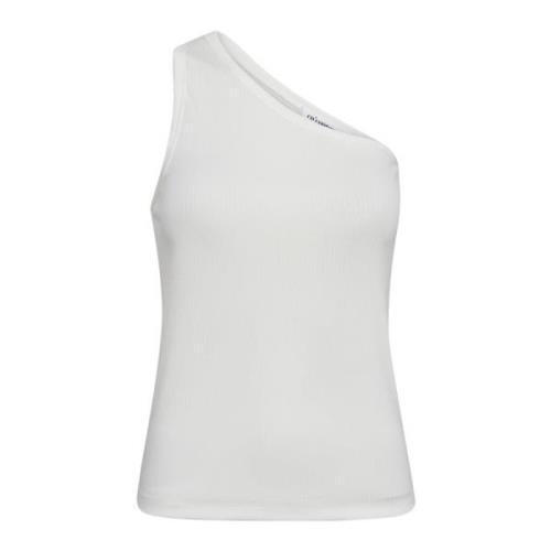 Co'Couture Asymmetrisk Rib Tank Top Off White White, Dam