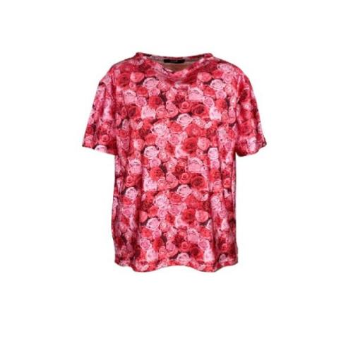 Noor of Sweden Rose Print Oversized T-shirt Top Pink, Dam