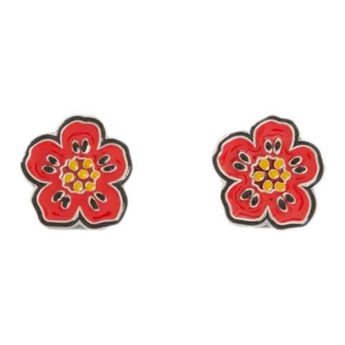 Kenzo Röd Blomma Fjärilslås Mässing Smycken Red, Dam