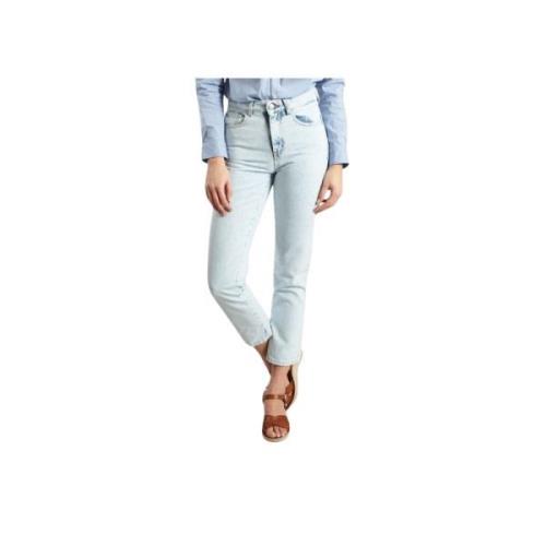 Closed Blå High-Waist Cropped Jeans Blue, Dam