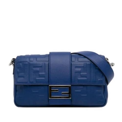 Fendi Vintage Pre-owned Laeder crossbodyvskor Blue, Dam