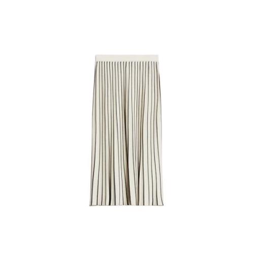 Max Mara Weekend Veckad Viskos Stretch Midi Kjol Beige, Dam