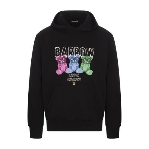 Barrow Svart Oversized Hoodie med Teddy Print Black, Unisex