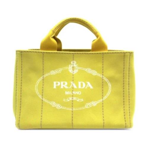 Prada Vintage Pre-owned Canvas totevskor Yellow, Dam