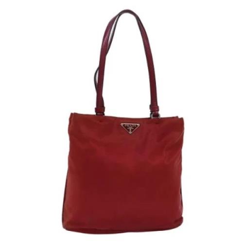 Prada Vintage Pre-owned Nylon handvskor Red, Dam