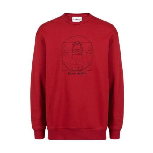 Iceberg Vitruvian Garfield Broderad Sweatshirt Red, Herr