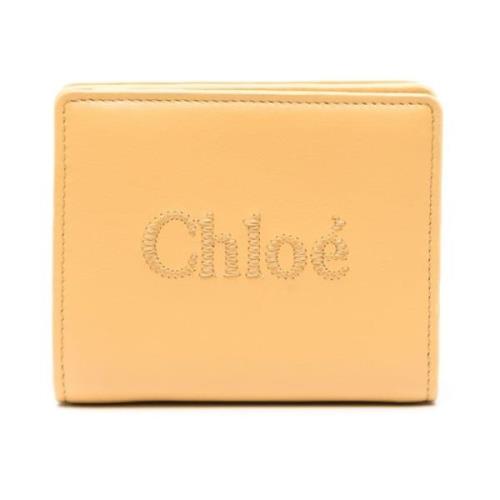 Chloé Broderad Bi-Fold Plånbok Beige, Dam