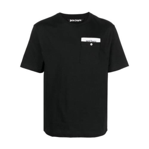 Palm Angels Logo-Tape Bomull T-shirt och Polo Black, Herr