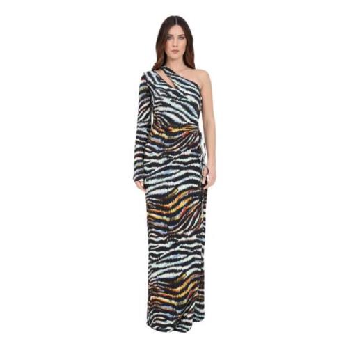 Just Cavalli Tiger Print One-Shoulder Maxi Klänning Multicolor, Dam