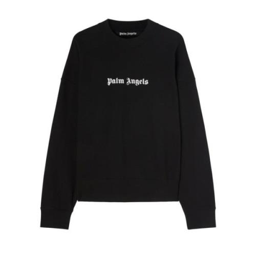 Palm Angels Svart Logo-Print Crew-Neck Sweatshirt Black, Herr