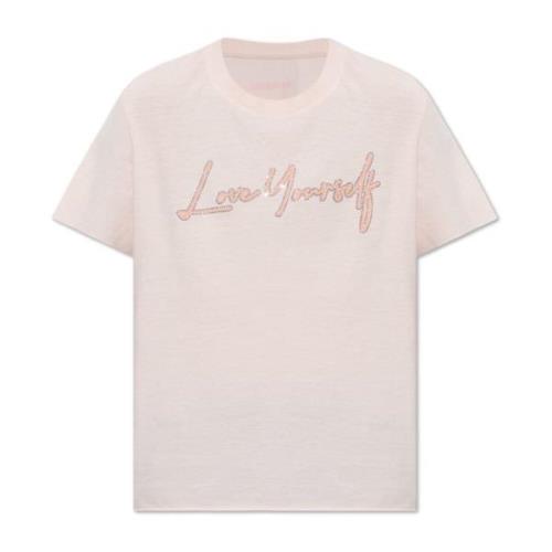 Zadig & Voltaire Tryckt T-shirt Pink, Dam