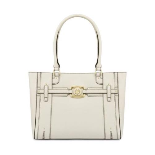 Pollini Geometrisk Toteväska Elfenben Syntetisk Beige, Dam