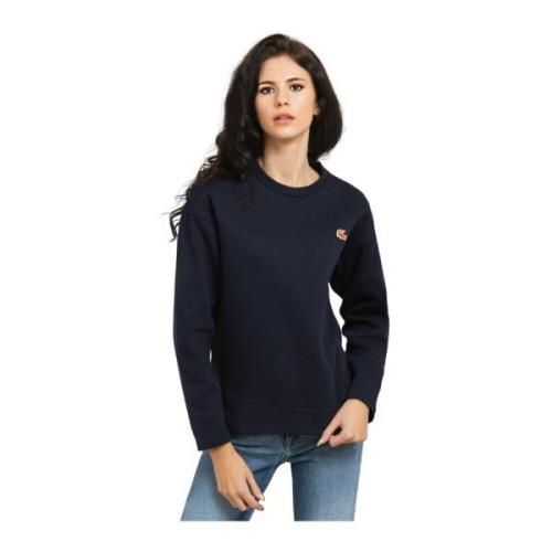 Lacoste Marinblå Bomull Dam Sweatshirt Klassisk Stil Blue, Dam