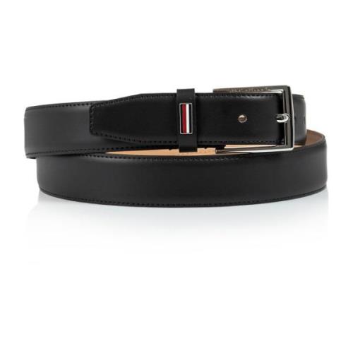 Tommy Hilfiger Herrskärp Läder Svart Flagga Black, Herr