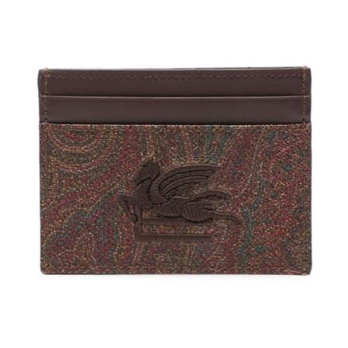 Etro Plånbok med Paisley-mönster och Broderad Logotyp Brown, Herr