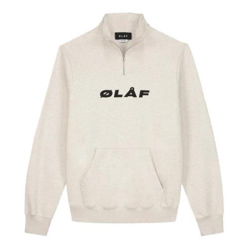 Olaf Hussein Zip Mock Tröja med Kursivt Logotyp Beige, Herr