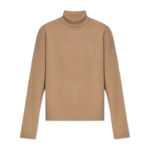 Ami Paris Ull Turtleneck Beige, Dam