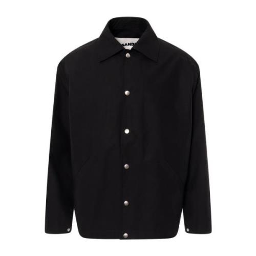 Jil Sander Svart Bomulls Jacka med Tryckknappstängning Black, Herr