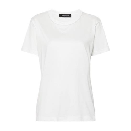 Fabiana Filippi Vit Bomull Jersey T-shirt med Pärl Detaljer White, Dam